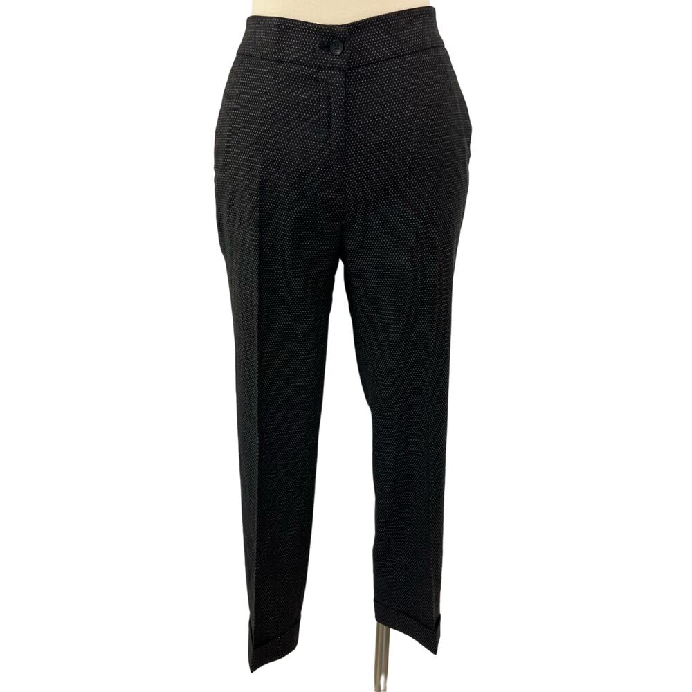ETRO Wool Blend Ankle Pants Slacks Black with Light Pink Dots IT 40 (US 4)